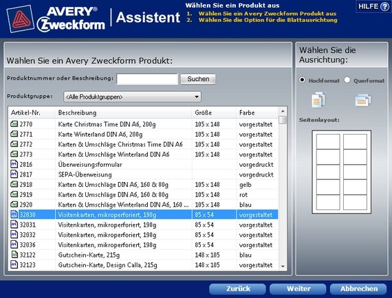 Avery Zweckform Assistent Download kostenlos