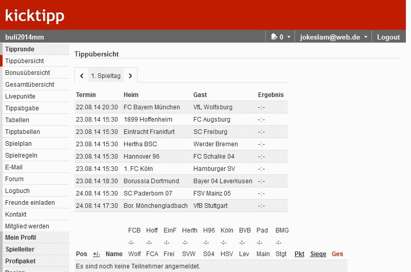 Bundesliga Tippspiel 2014/15 Online oder für Excel