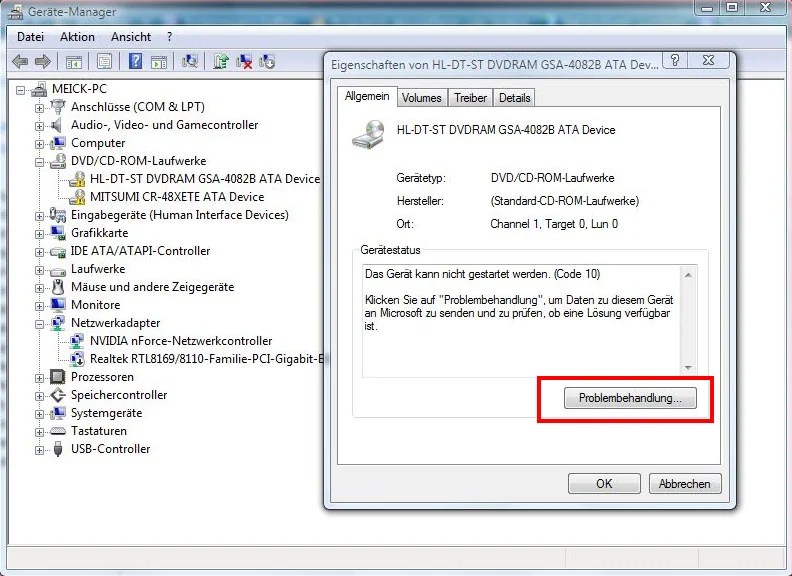 Lösung Code 10 im WindowsGerätemanager