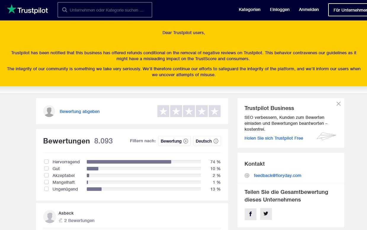 FlorydayErfahrungen Ist der Shop seriös?