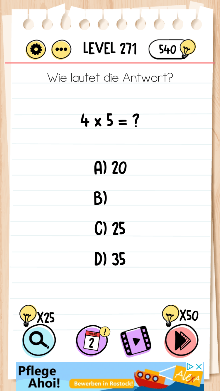 Brain Test Level 271 bis Level 280 Lösungen