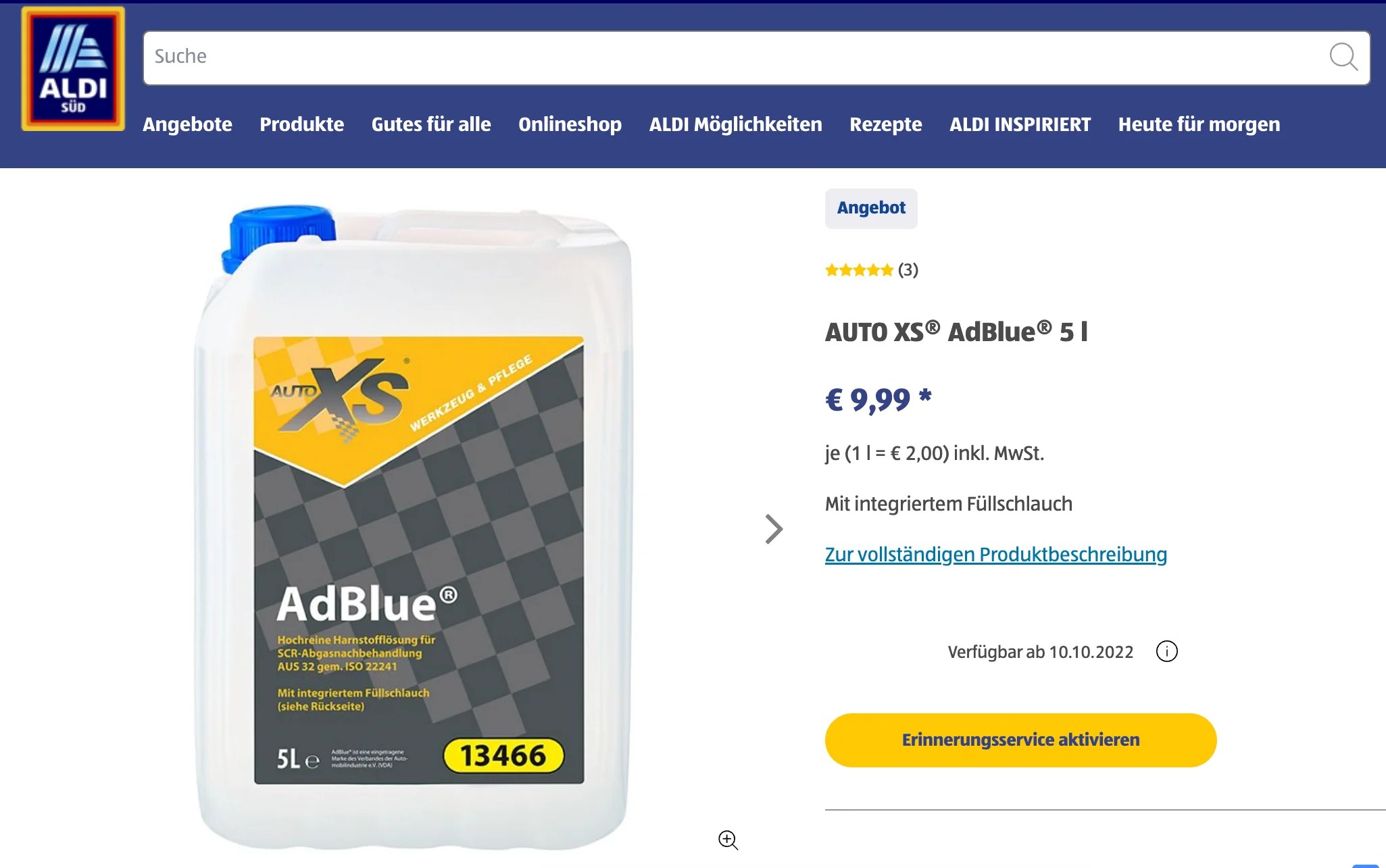 Aldi hat ein Herz für Dieselfahrer AdBlue gibt es ab heute zum