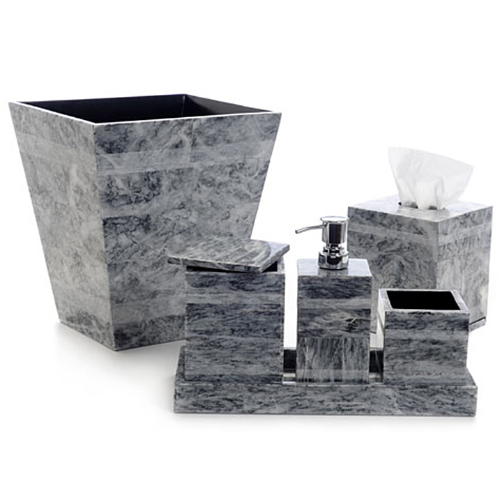Kim Seybert Gray Etched Stone Bath Accessories Gracious Style