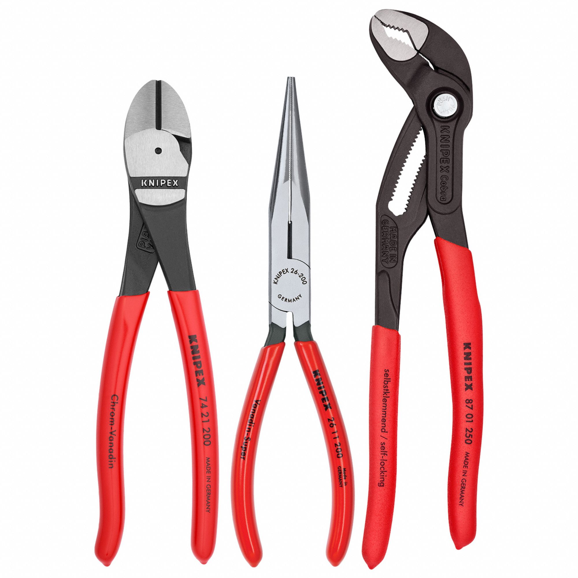 3 Pliers, Knurled Grip, Plier Set 2DYW600 20 08 US2 Grainger