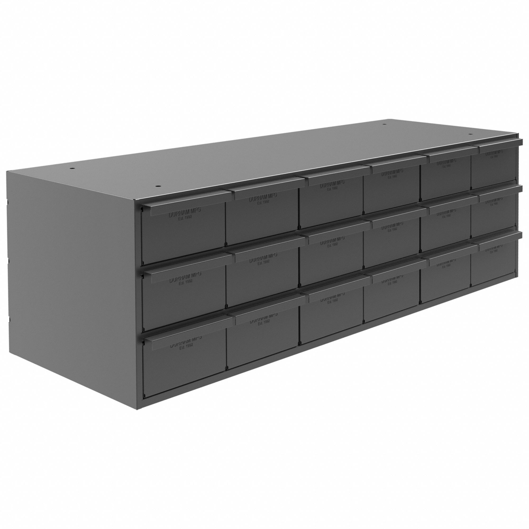 DURHAM MFG, 33 3/4 in x 12 1/4 in x 11 in, 18 Drawers, Drawer Bin