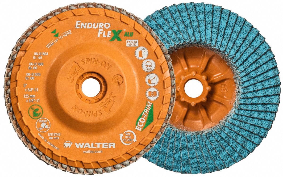 WALTER SURFACE TECHNOLOGIES, Type 27, 7 in x 7/8 in, Flap Disc Aluminum