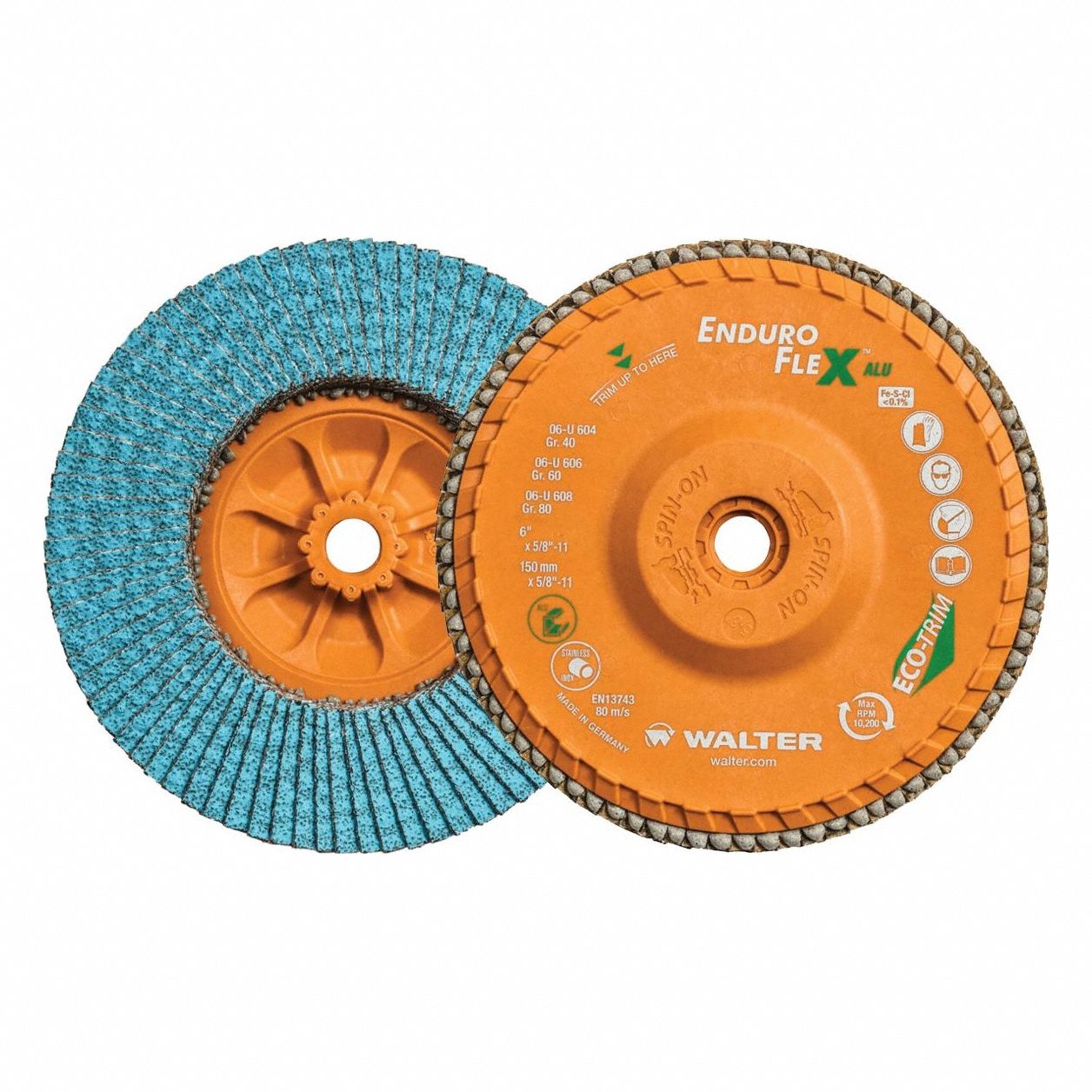 WALTER SURFACE TECHNOLOGIES, Type 27, 6 in x 5/8"11, Flap Disc