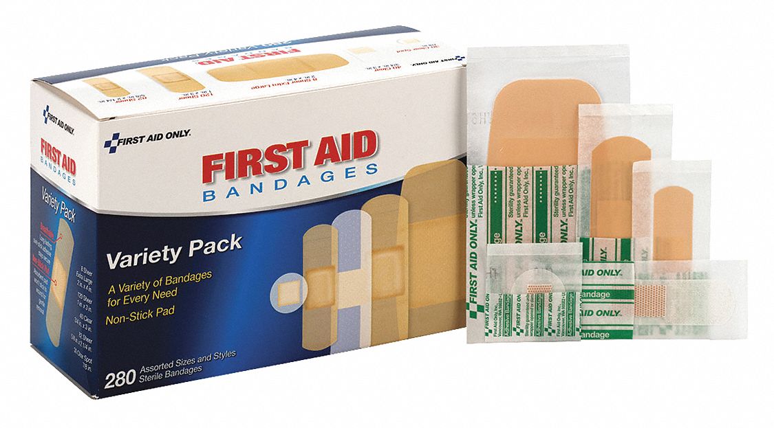 FIRST AID ONLY, Plastic, Adhesive Bandages 101CV390347 Grainger