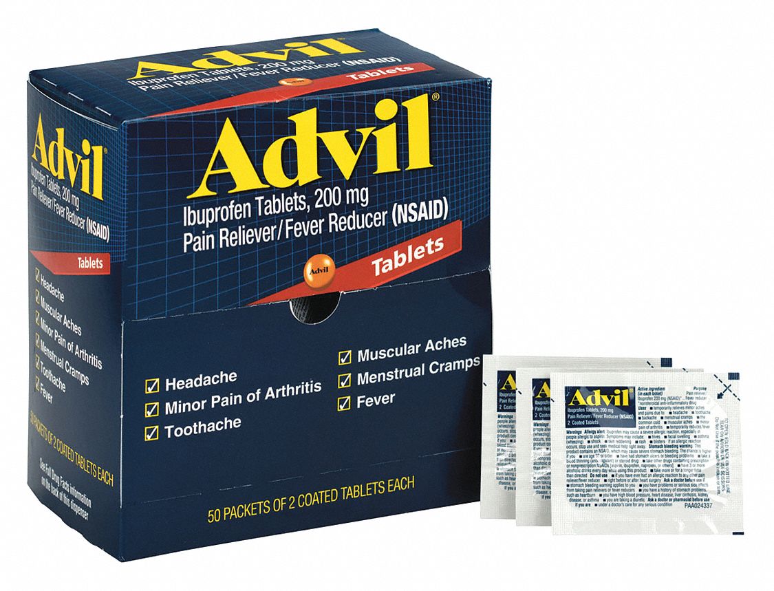 ADVIL, Tablet, 50 x 2, Advil Pain Relief 101CV415000 Grainger
