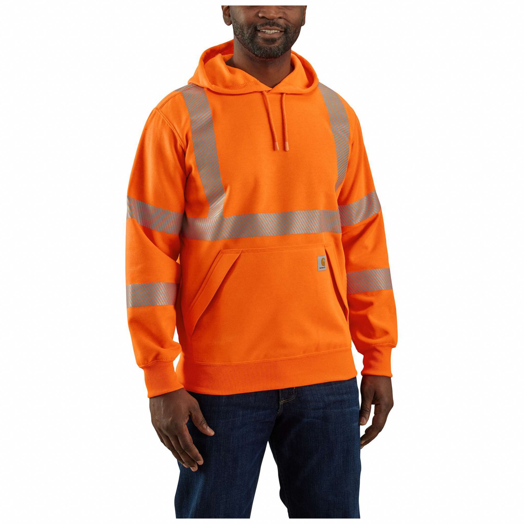 CARHARTT, ANSI Class 3, Horizontal, High Visibility Hooded Sweatshirt 795J92104987BOGMREG