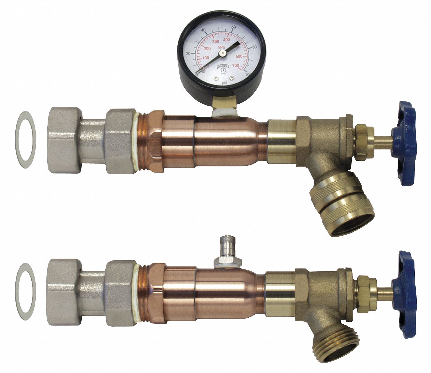 Pressure Gauge, Air Valve, Water Fill Valve Pressure and Temperature