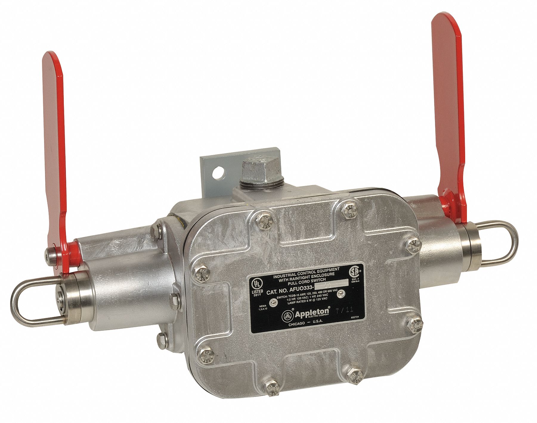 APPLETON ELECTRIC Emergency Cable Pull Switch, 15A Thermal Amperage