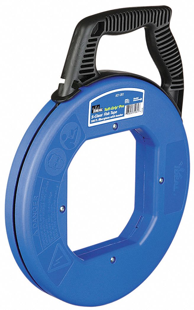 IDEAL, 100 ft Lg, Manual Wind Tape Retraction, Fish Tape 10F50731