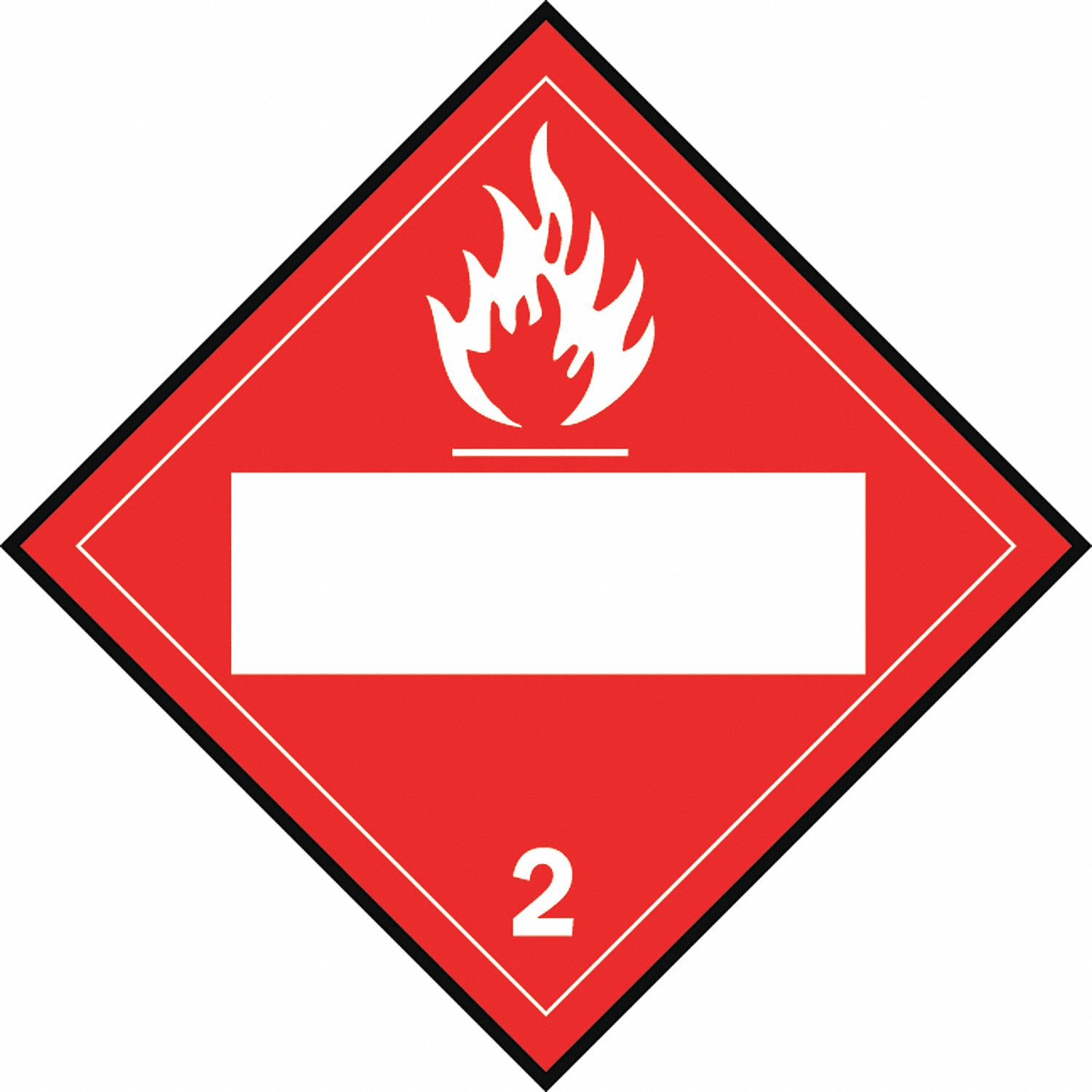 BRADY FLAMMABLE GAS PLACARD, CLASS 2, 10 3/4 IN, STYRENE DOT and UN