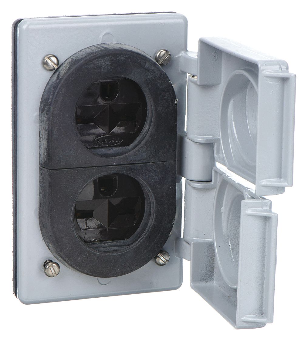 Weatherproof Cover with Receptacle, 4 9/16 in Height, 2 13/16 in Width