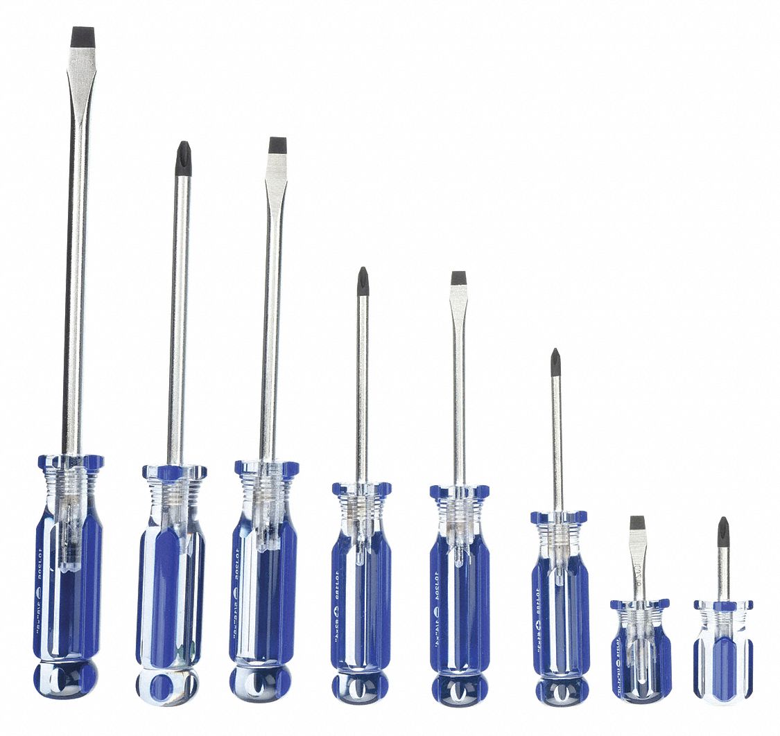 WESTWARD, 8 Pieces, Phillips/Slotted Tip, Screwdriver Set 10J220