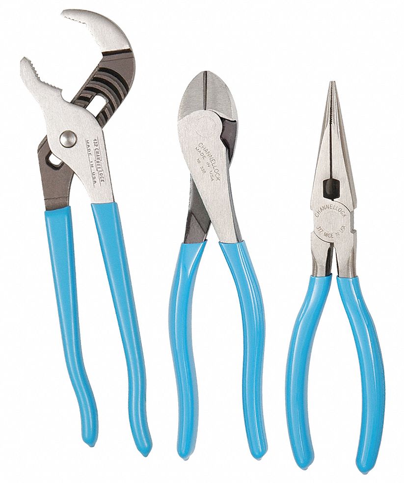 CHANNELLOCK Steel Plier Sets, ESD Safe No, Number of Pieces 3, Dipped