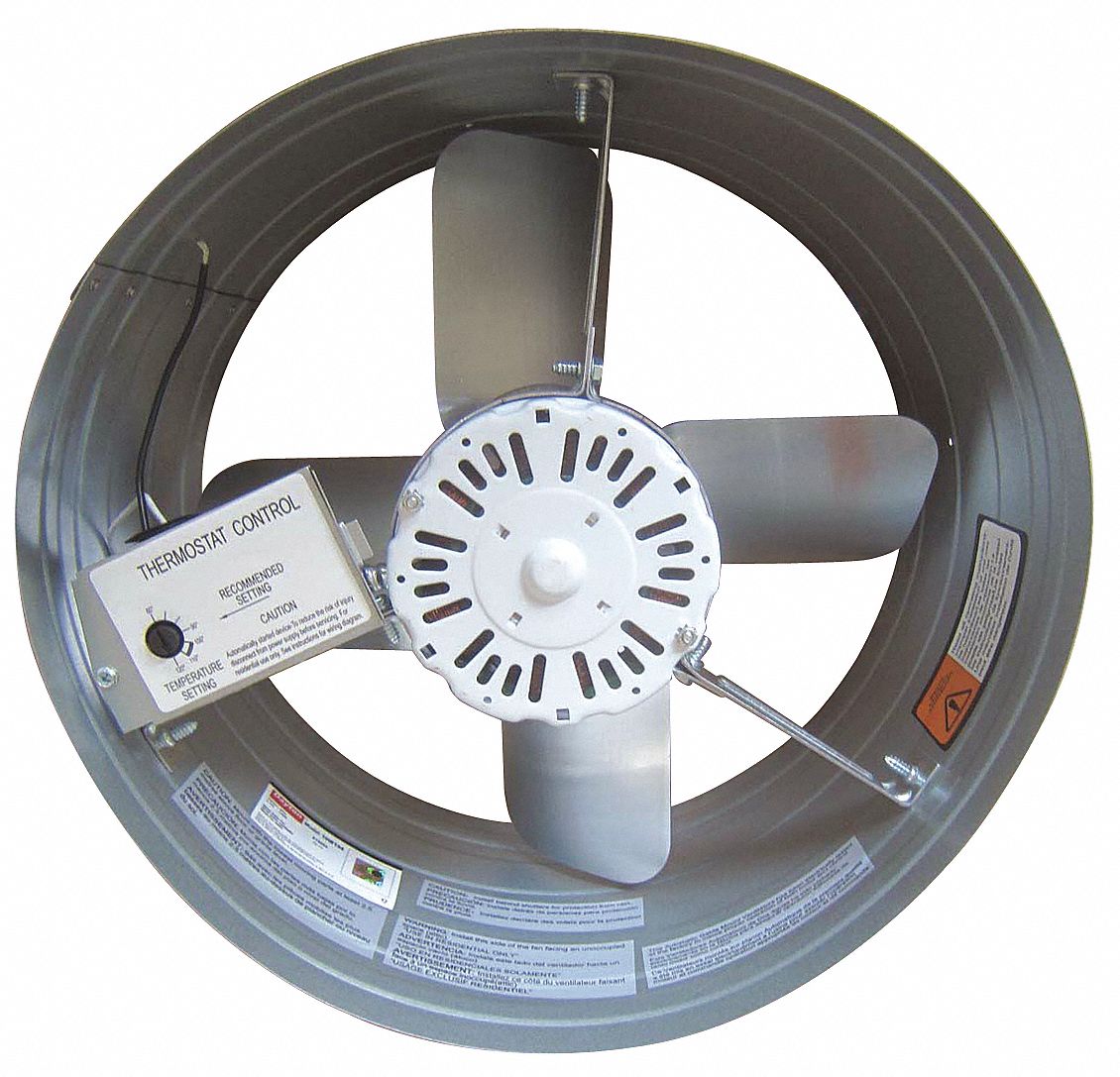 DAYTON Attic Exhaust Fan Gable Mount, Electric Motor, Max. 2,300 sq ft Attic, 1,650 cfm Max