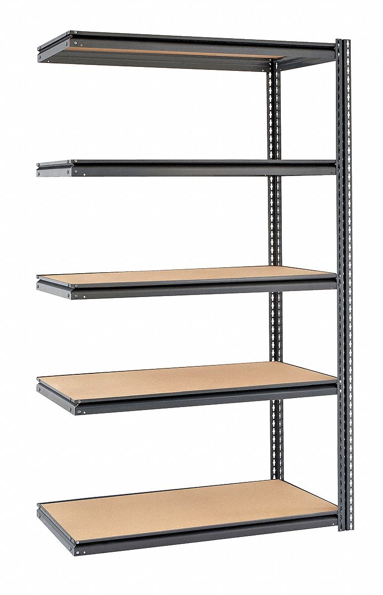 EDSAL AddOn Boltless Shelving with Particle Board Decking, 5 Shelves