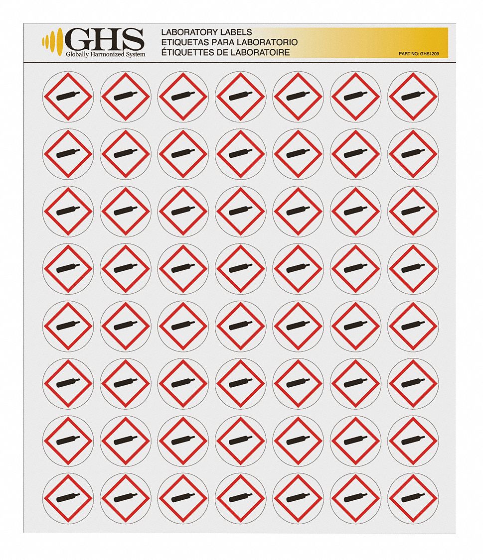 GHS SAFETY, English, Gas Cylinder, Label 10X339GHS1209 Grainger