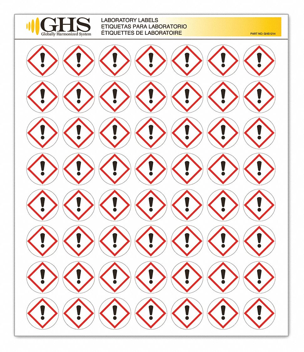GHS SAFETY, English, Exclamation Mark, Label 10X344GHS1214 Grainger