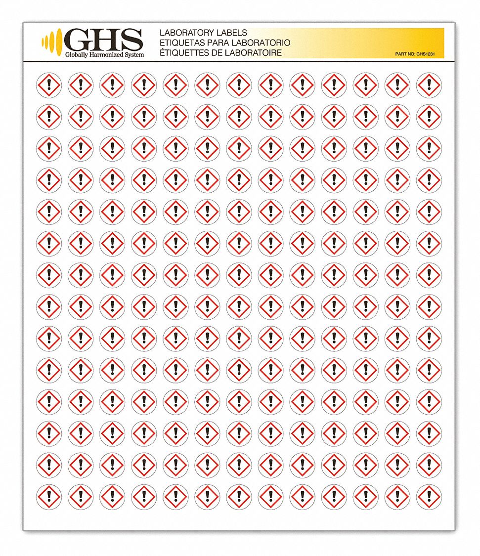 GHS SAFETY, English, Exclamation Mark, Label 10X361GHS1231 Grainger