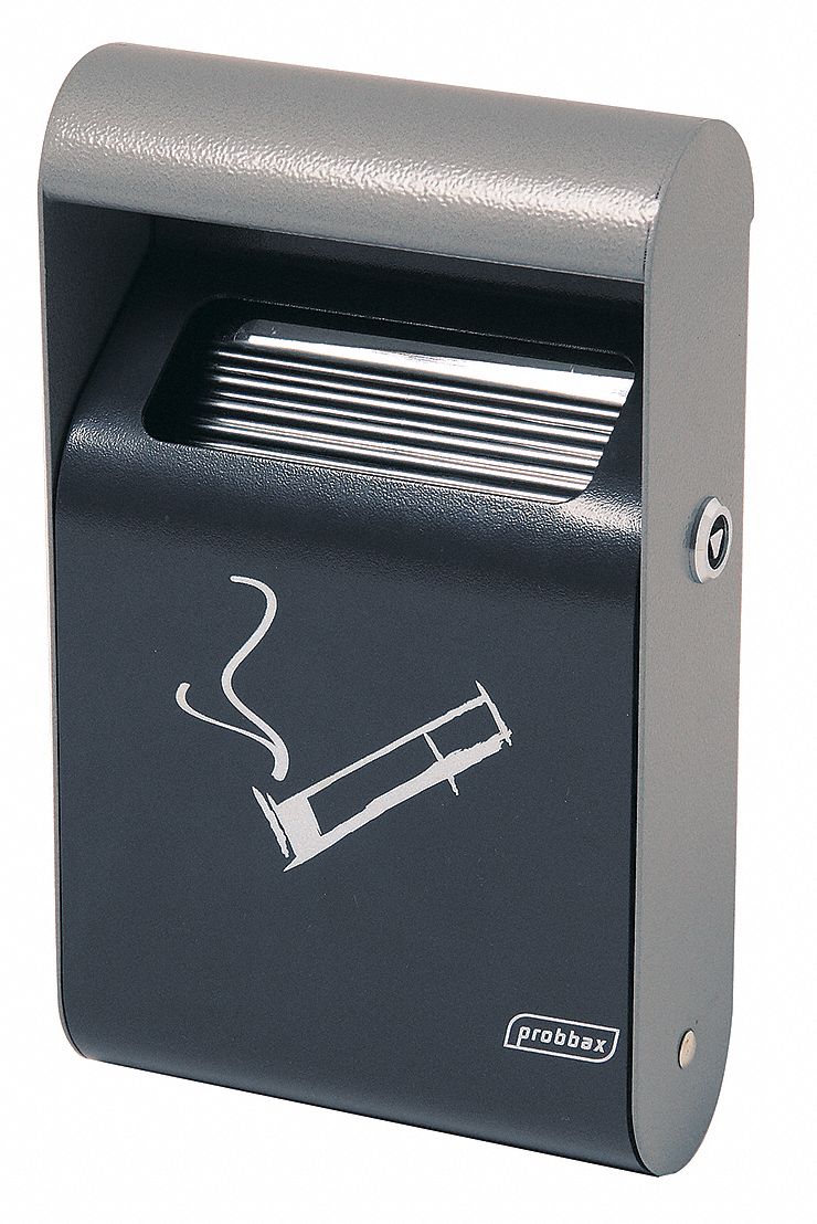 TOUGH GUY 1/4 gal Cigarette Receptacle, 10 in Height, 6 in Base Dia., Metal, Gray 11C824