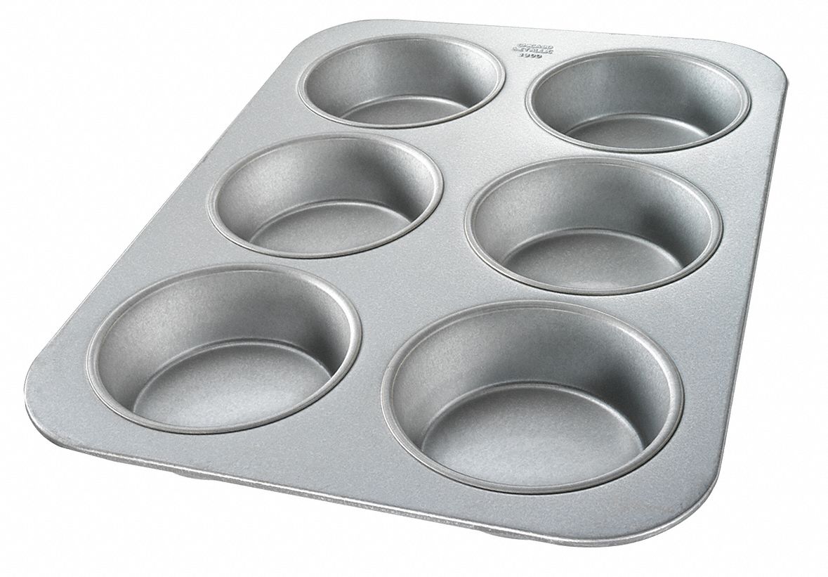 CHICAGO METALLIC Cupcake and Muffin Pans, 6 cup, 10.5 oz, 111/8 in W x