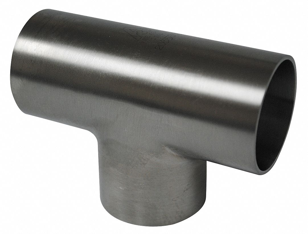 GRAINGER APPROVED T304 Stainless Steel Equal Tee, Butt Weld Connection