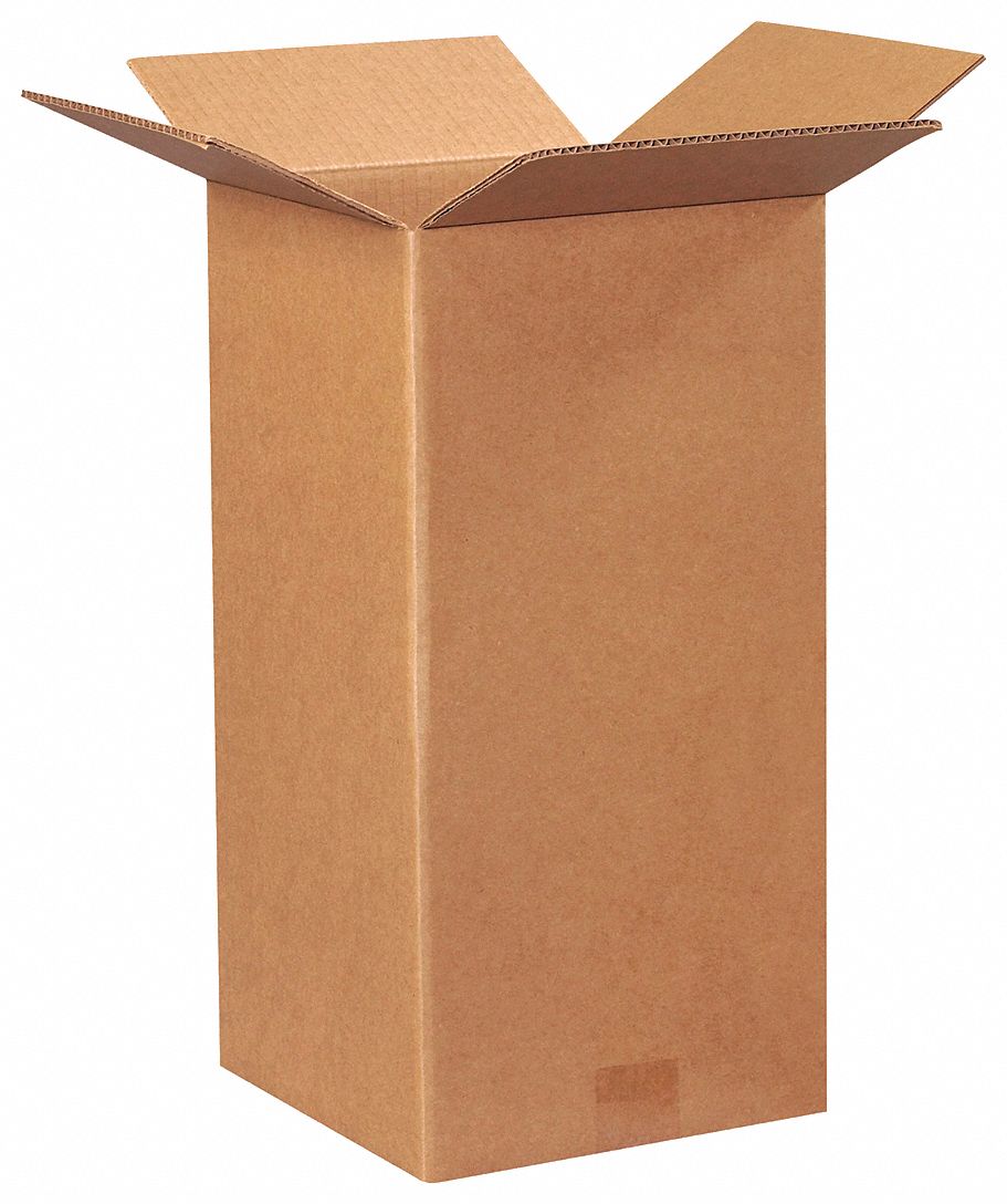 GRAINGER APPROVED Shipping Box, Tall, Single Wall, 9x9x18 in Inside
