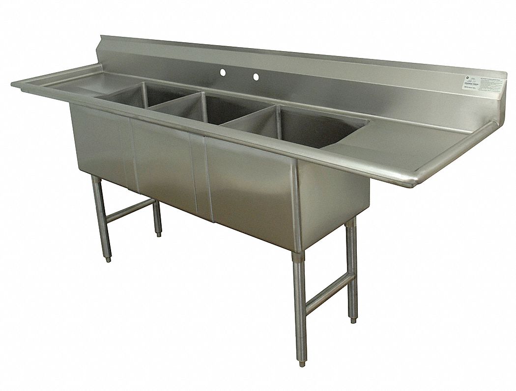 ADVANCE TABCO Scullery Sink, Stainless Steel, 90 in Overall Length, 30