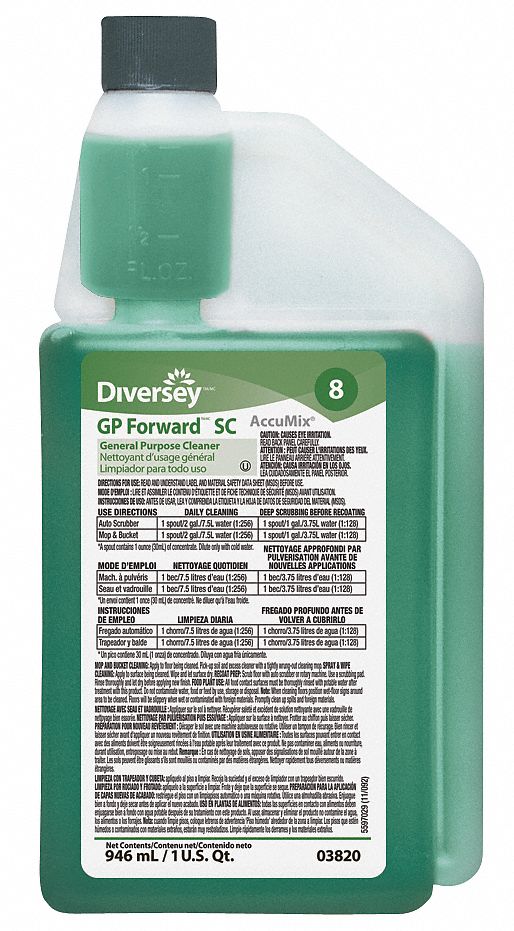 DIVERSEY All Purpose Cleaner For Use With Accumx Chemical Dispenser, 1