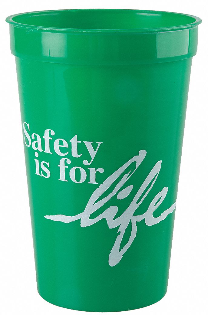 QUALITY RESOURCE GROUP Stadium Cup, Green, Polyethylene, 17 oz Size, PK