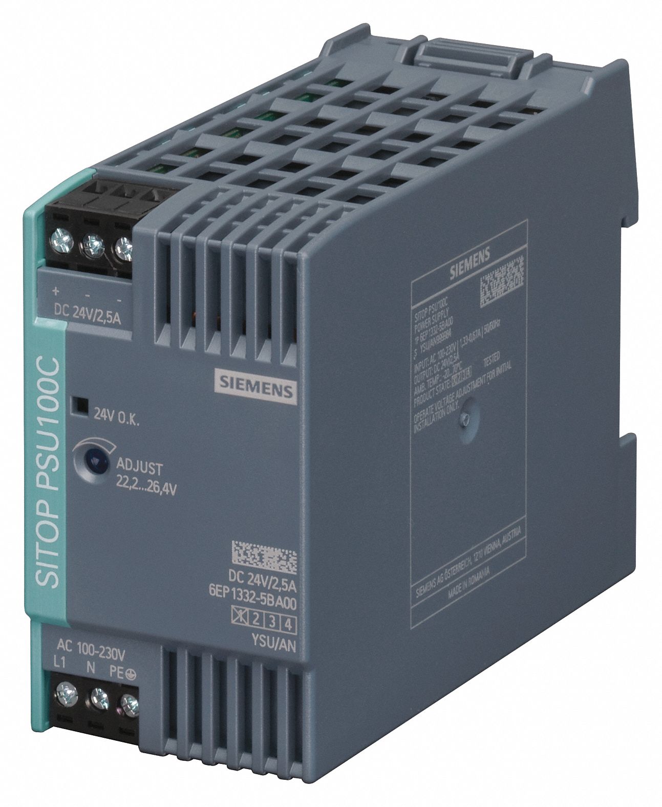 SIEMENS DC Power Supply, Style Switching, Mounting DIN Rail 12A044