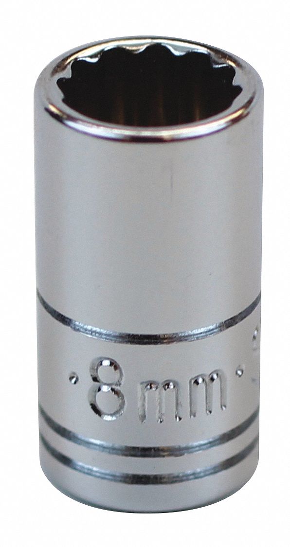 SK PROFESSIONAL TOOLS Socket, Socket Size 8 mm, 12Point, Alloy Steel
