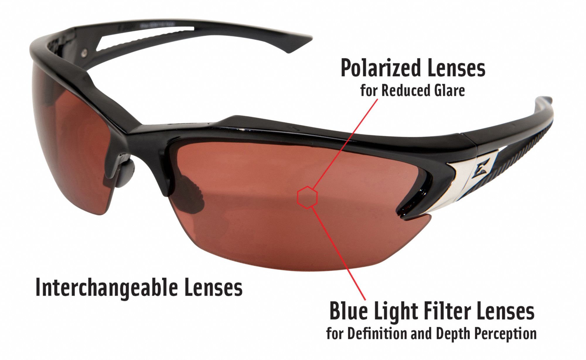 EDGE EYEWEAR Khor ScratchResistant Polarized Safety Glasses , Copper
