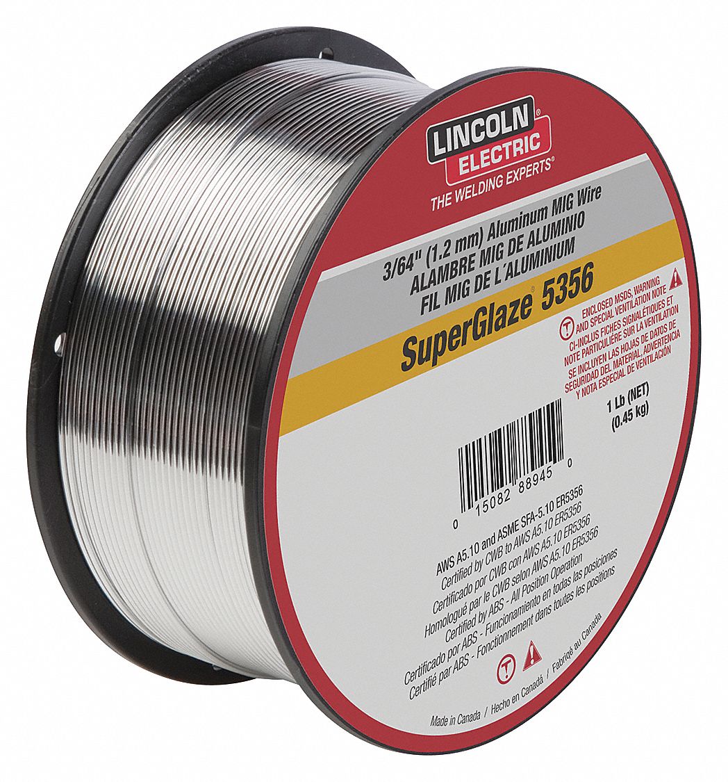 LINCOLN ELECTRIC MIG Welding Wire Aluminum, ER5356, 3/64 in, 1 lb