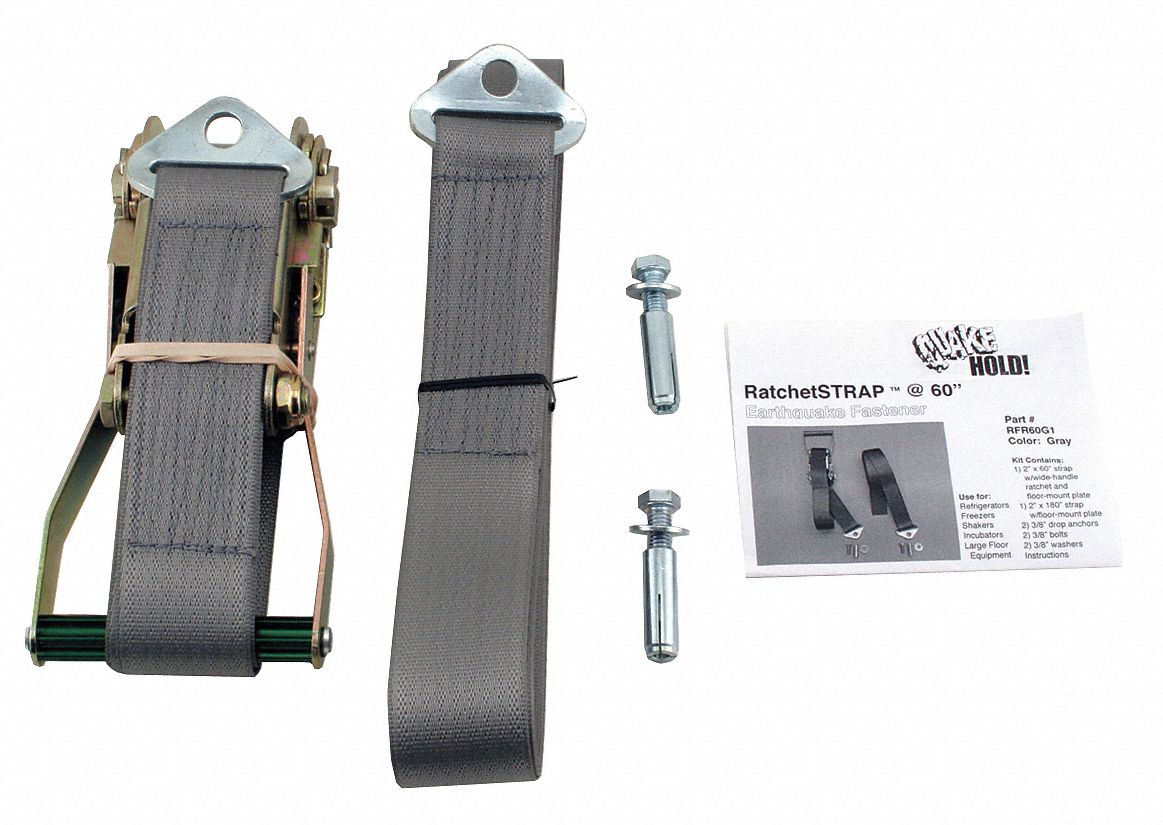 QUAKEHOLD! Ratchet Strap, 4,000 lb Weight Capacity, Gray 12C157RF