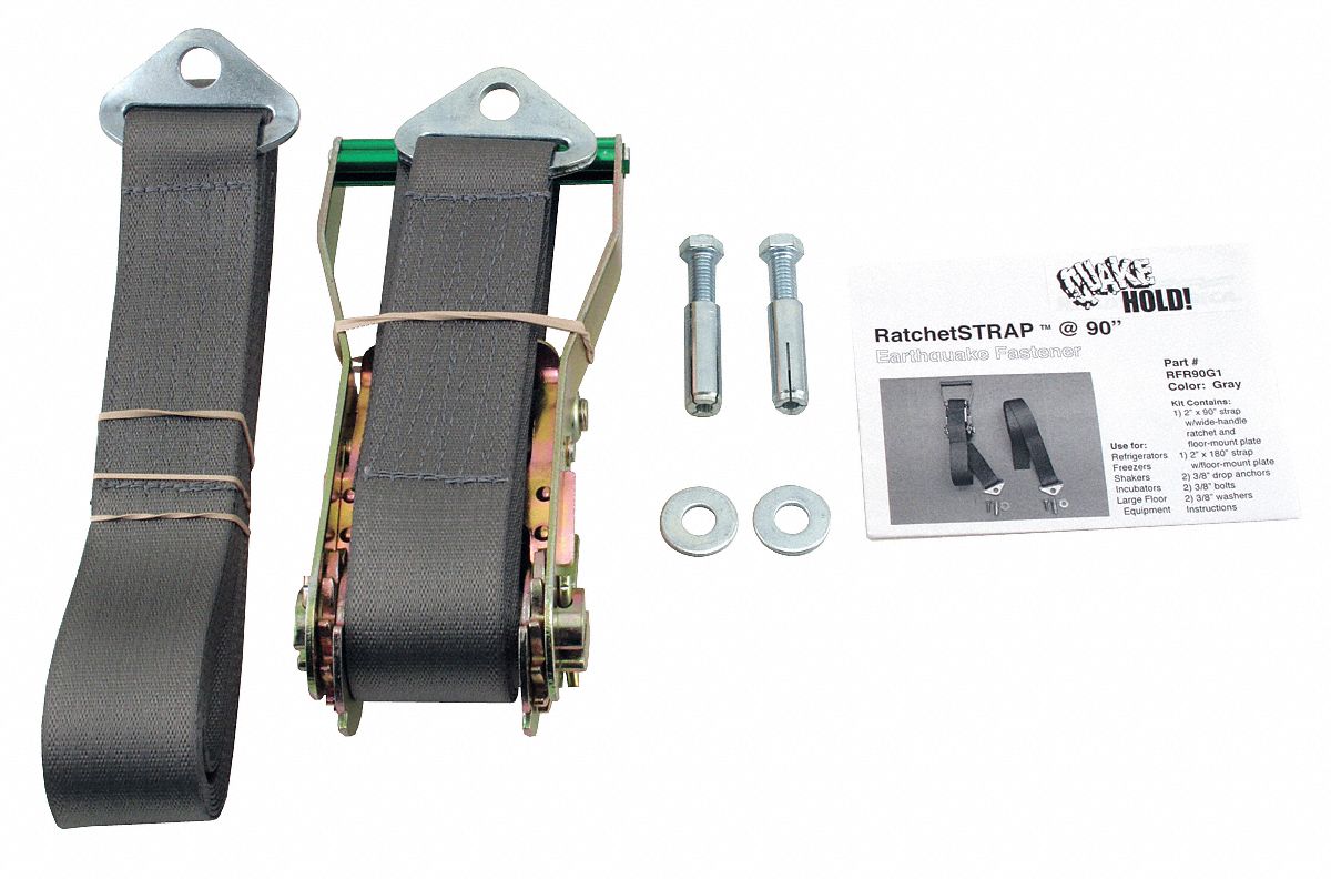 QUAKEHOLD! Ratchet Strap, 4000 lb. Weight Capacity, Gray 12C159RF