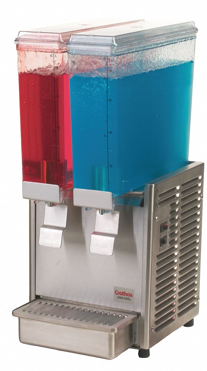 2.4 gal 2 Bowls Cold Beverage Dispenser, Stainless Steel Grainger