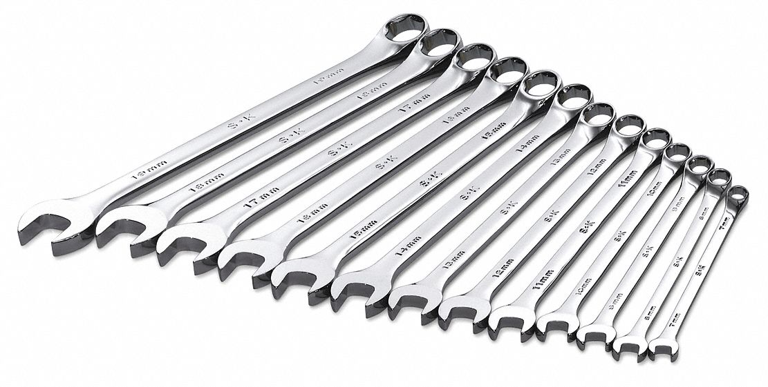 SK PROFESSIONAL TOOLS, Alloy Steel, Chrome, Combination Wrench Set