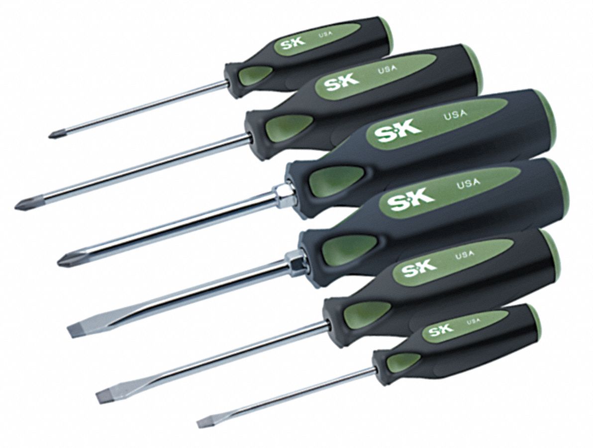 SK PROFESSIONAL TOOLS Screwdriver Set, Slotted/Phillips, 6 Pc 12D230