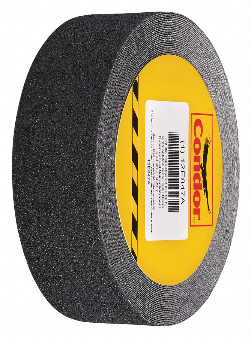 CONDOR Solid Black AntiSlip Tape, 2 in x 60 ft, 46 Grit Silicon