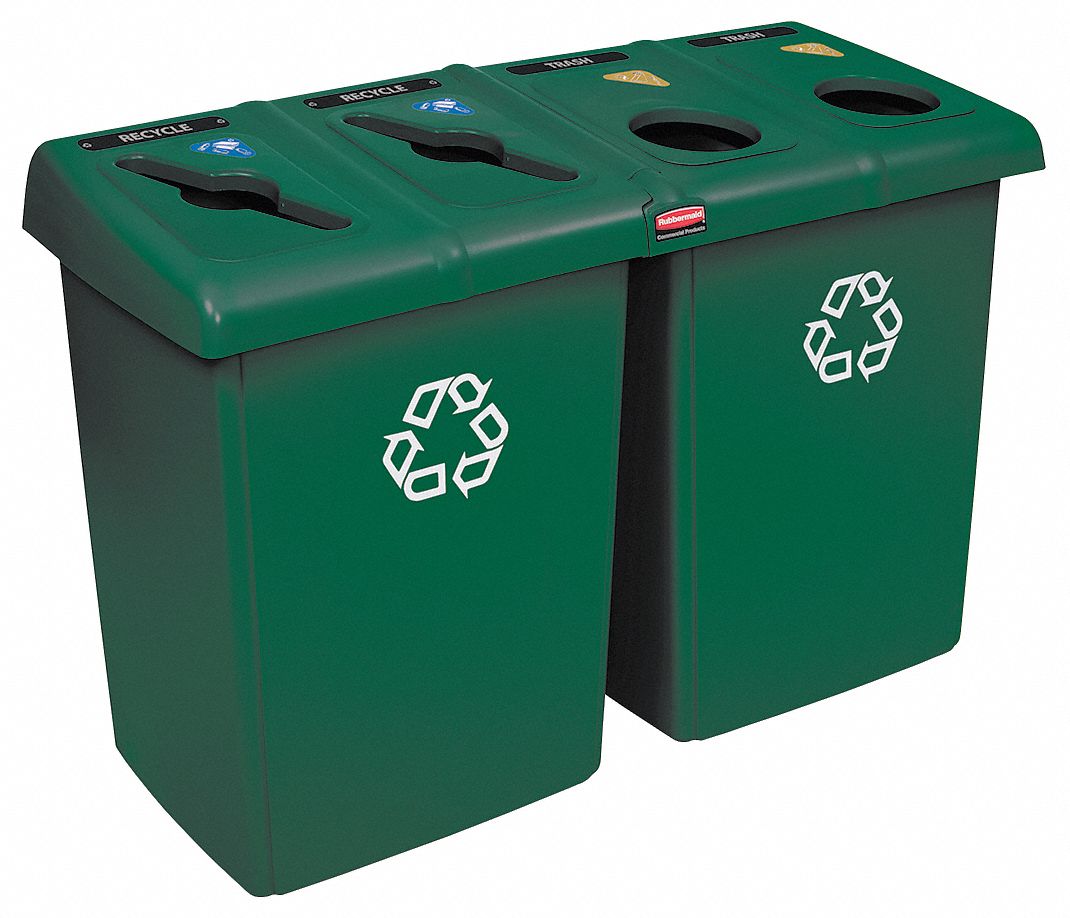 RUBBERMAID COMMERCIAL PRODUCTS, Green, (4) 23 gal Capacity, Recycling