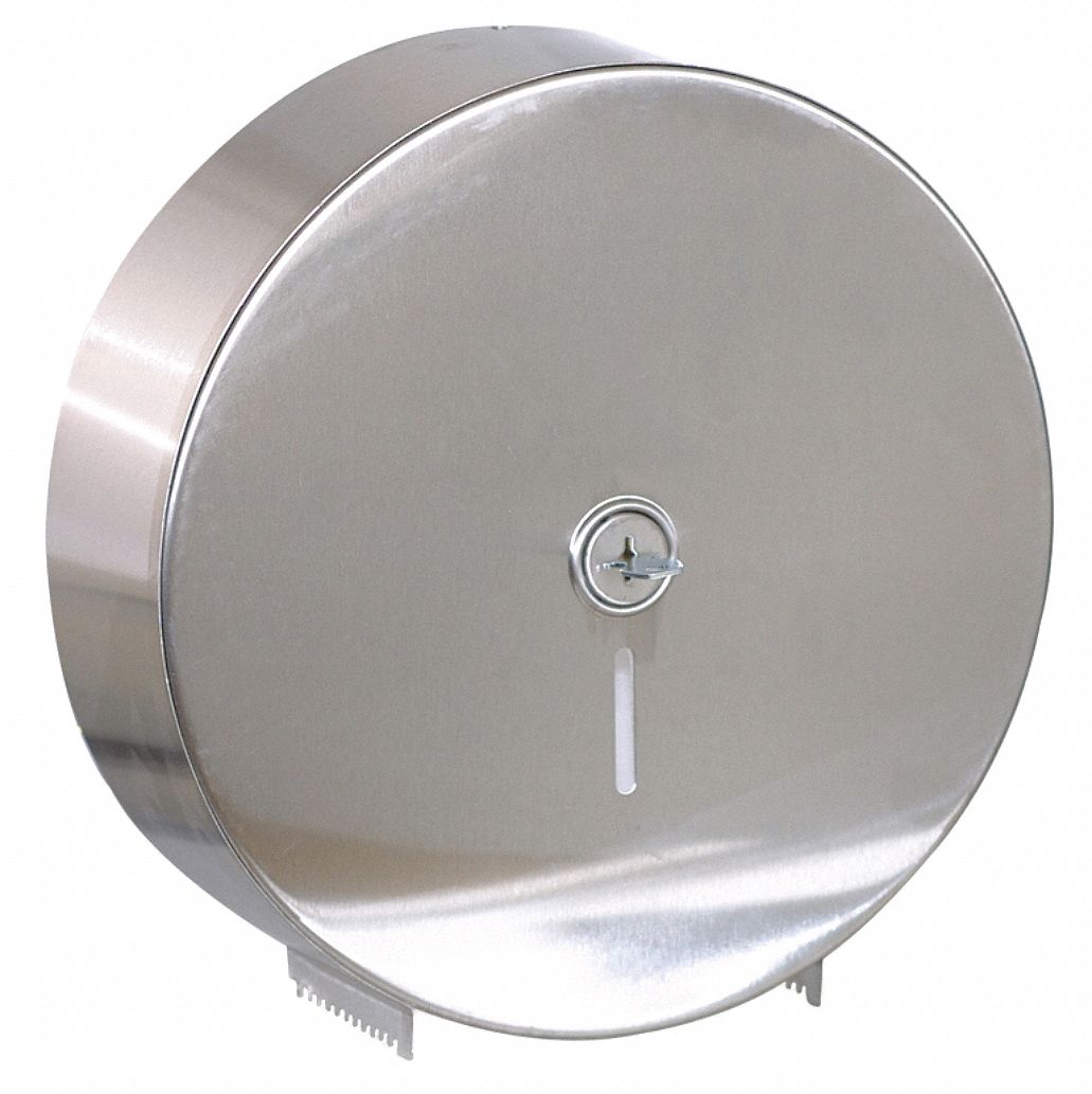 Toilet Paper Dispenser, Silver, Steel Grainger