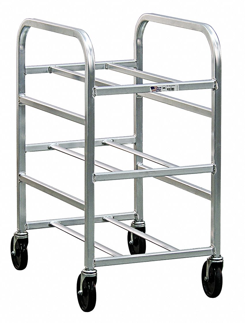 Bin Cart, 3 Bins Load Capacity, All Welded Aluminum, Silver Grainger