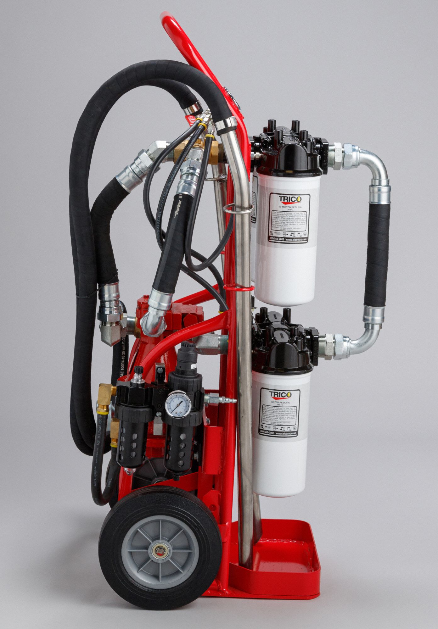 TRICO Hydraulic Oil Filter Cart 3 gpm Max. Flow, 100 psi Max. Pressure, 4 hp Motor, Pneumatic