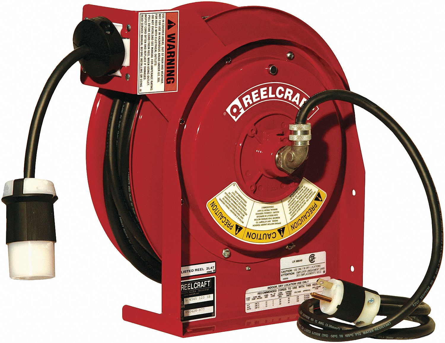 REELCRAFT EXTENSION CORD REEL, GROUNDING PLUG, NEMA 520P, 1 CONNECTOR