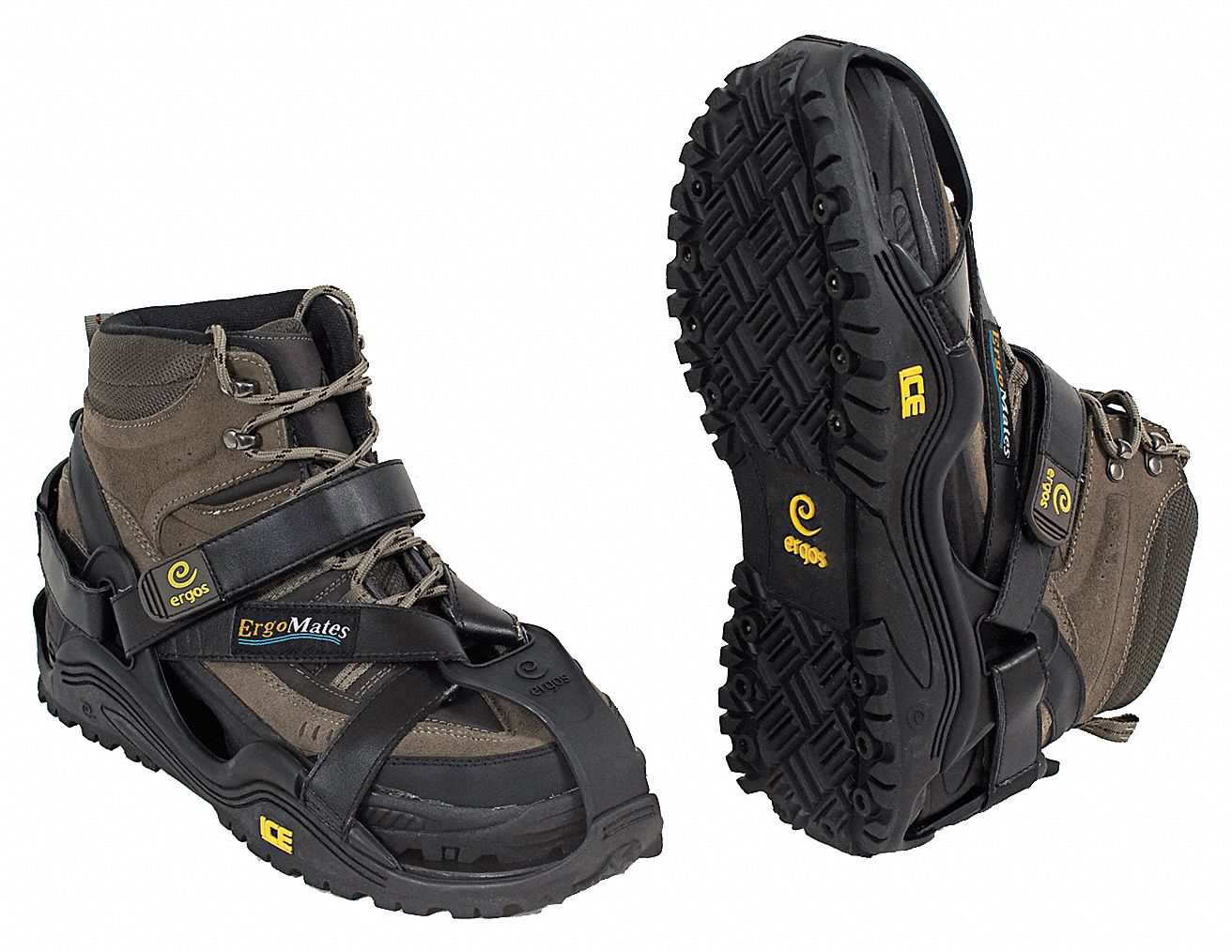 ERGOMATES Ice Cleats, Ball/Heel/Midsole, Stud, L, PR 12L767ICER703B Grainger