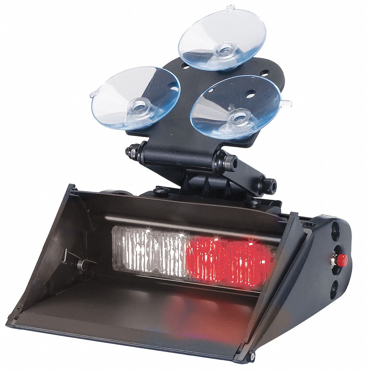 CODE 3 Red/White Single Head Dash Light, Suction Cup, 12/24V DC